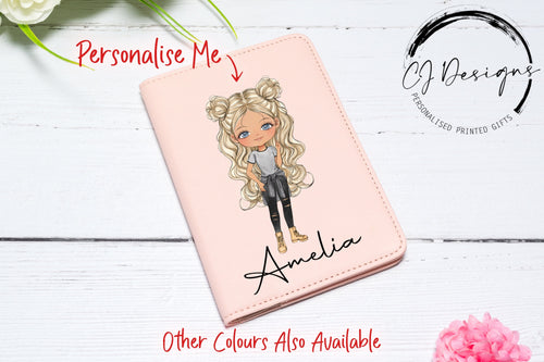 Personalised Passport Cover - Faux Leather UV Printed - Custom Cute Character - Gift For Heer
