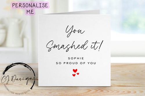 Personalised You Smashed it Greeting card- Congratulations Graduation Card for Her/Him Simple Design cards- Large or Small