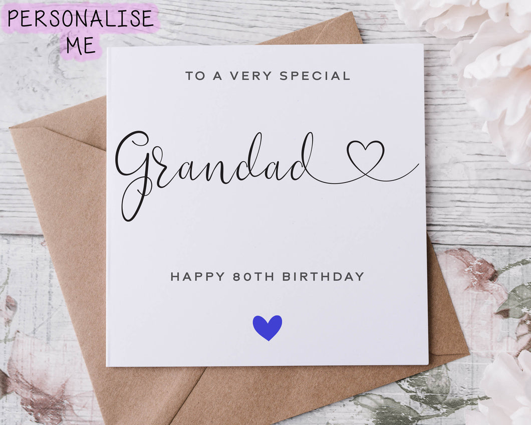 Personalised Grandad Birthday Card, Special Grandad, Happy Birthday, Age Card For Him, 50th, 60th, 70th, 80th, 90th