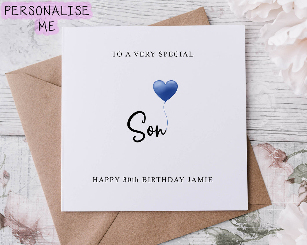 Personalised Son Birthday Card, Card for Him any age and name 18th 21st 30th 40th 50th 60th Medium of Large