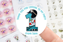 Load image into Gallery viewer, Personalised Racing Car Birthday Stickers -Birthday Party Bag Thank You Sticker - Sweet Cone Labels 37mm/45mm /51mm/64mm 1st 2nd 3rd 4th
