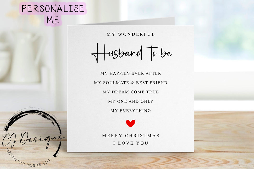 Husband to be Christmas card with Quote/Poem