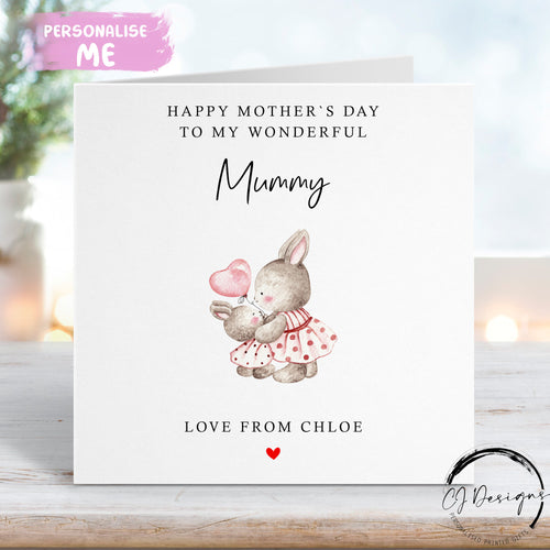 Mummy and baby bunny Mother`s day card