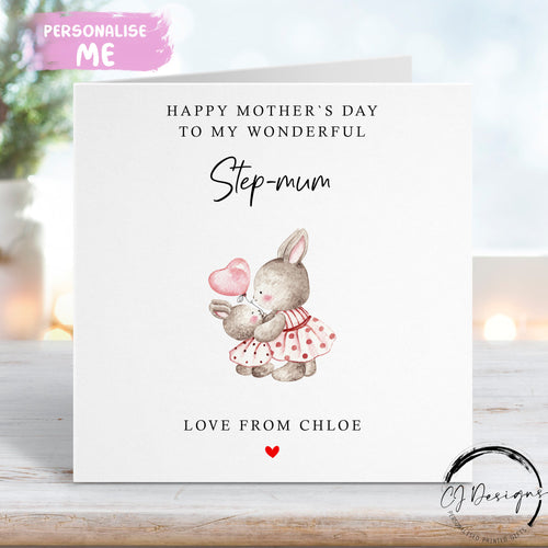 Step-mum and baby bunny Mother`s day card
