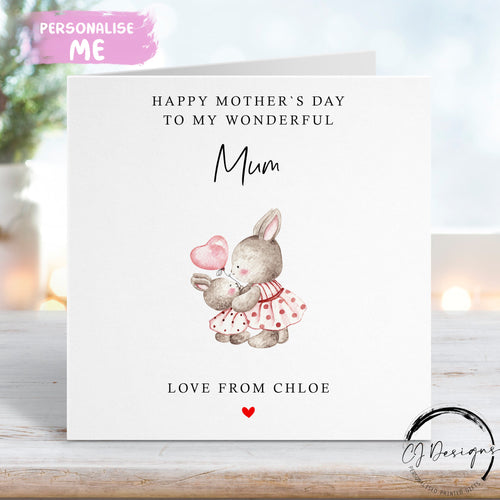 Mum and baby bunny Mother`s day card