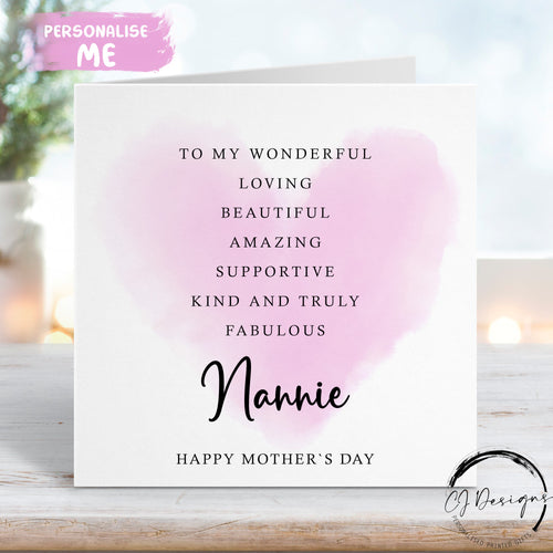 Nannie mother`s day card