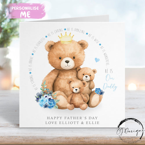 Daddy teddy bear fathers day card