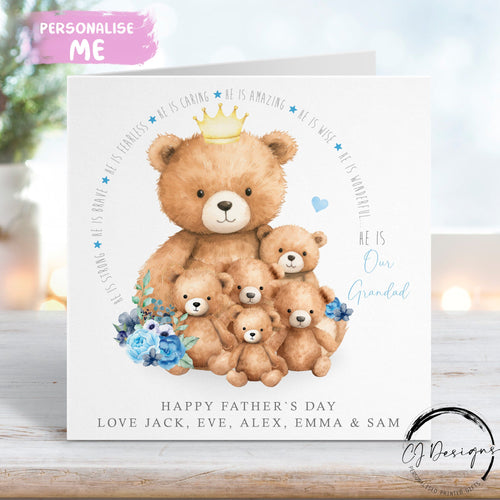 Teddy bear grandad father`s day card