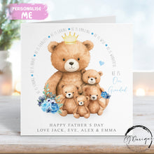 Load image into Gallery viewer, Personalised Grandad Teddy Bear Fathers Day Card from upto 5 Children Grandad and Baby Bear - Any Wording
